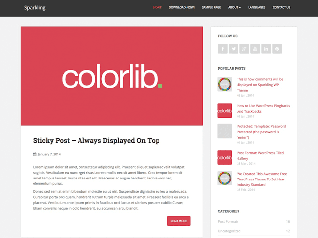 Sparkling Ücretsiz Full Responsive Wordpress Tema