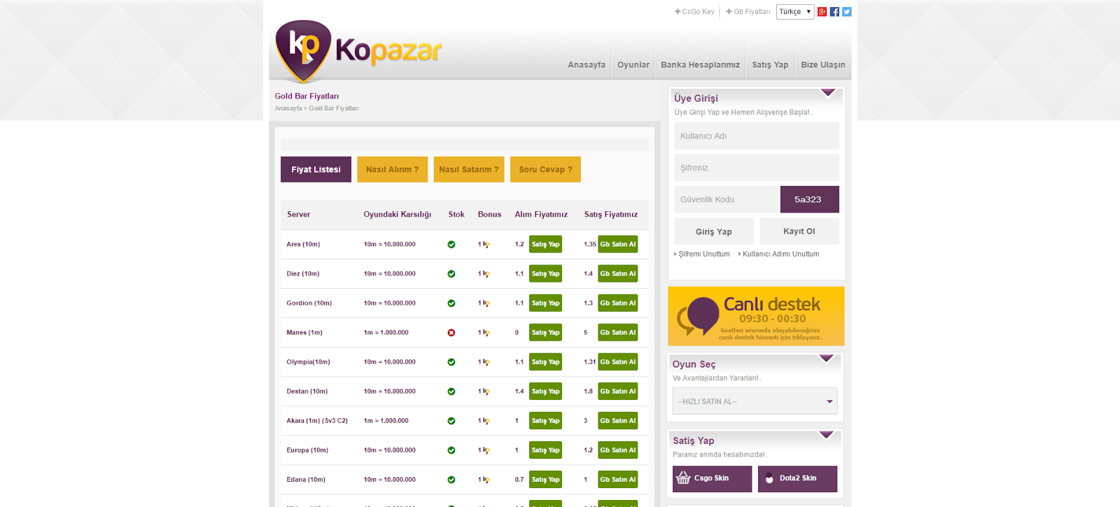kopazar.com - Knight Online GB alış satış siteleri