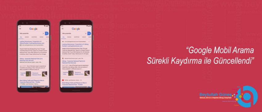 Google Mobil Arama Sürekli Kaydırma ile Güncellendi