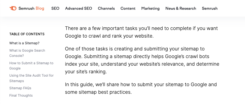 Semrush'tan ekran görüntüsü