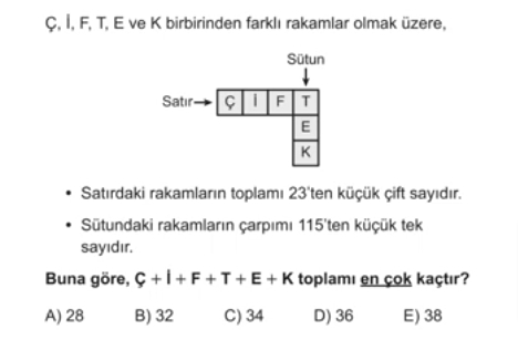 TYT Matematik Tek - Çift Sayılar Soru 11