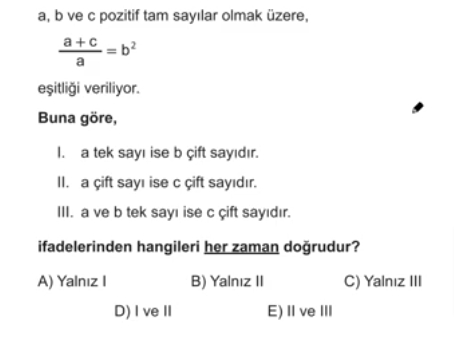 TYT Matematik Tek - Çift Sayılar Soru 2